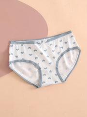 5pcs Heart & Plaid Print Briefs Comfy Intimates Panties