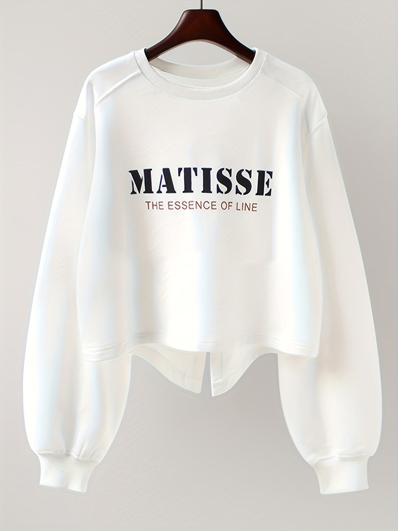 Letter Print Split Back Pullover Sweatshirt for Women