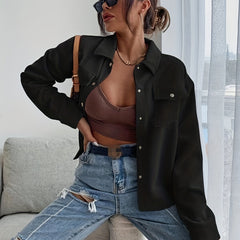 Corduroy Trucker Jacket Long Sleeve for Fall & Winter Women