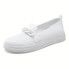 Women's Knitted Sock Shoes Chain Slip On Flat Shoes