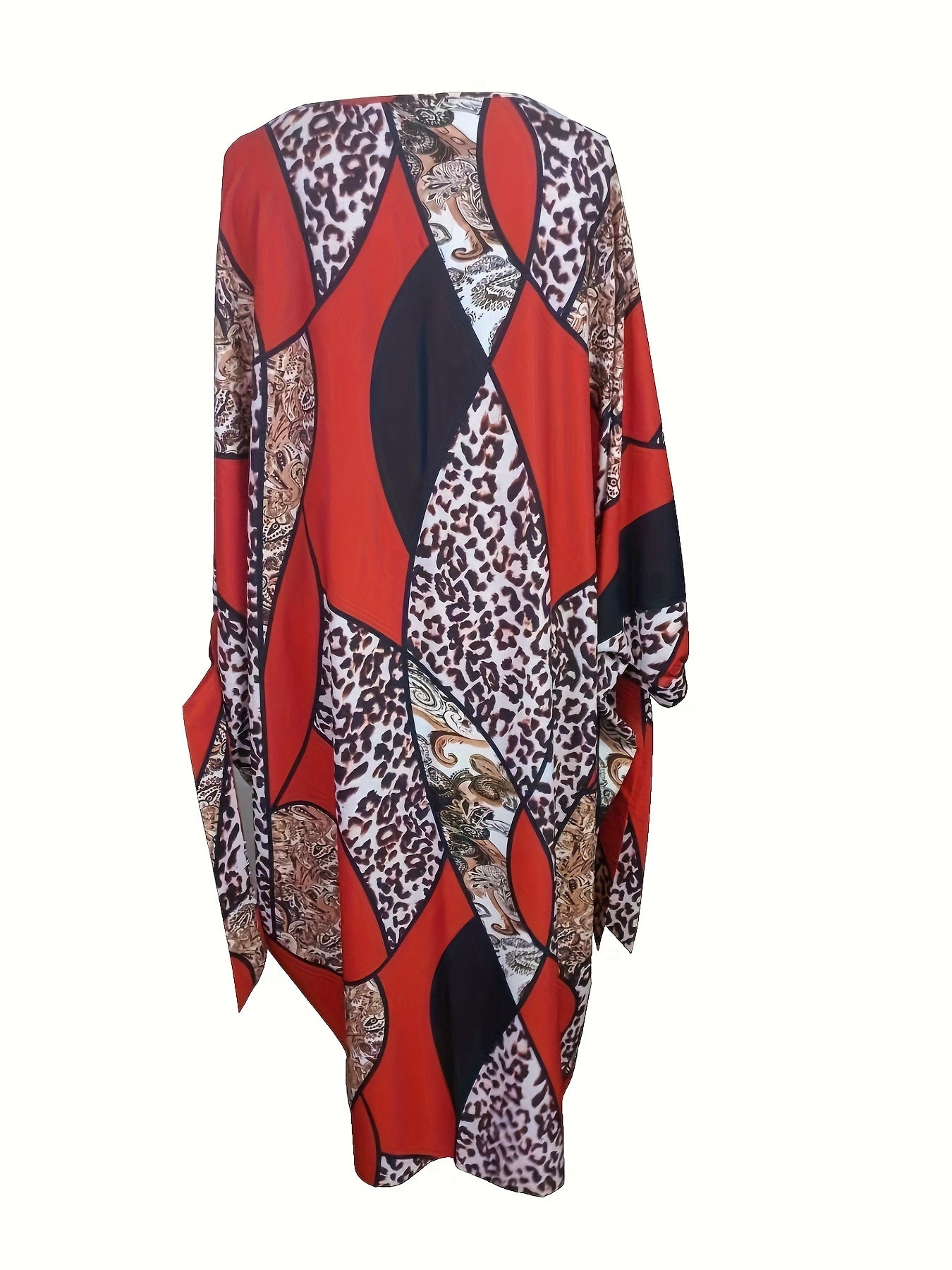 Women's Plus Baroque Print Batwing Sleeve Kaftan Dress