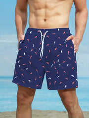 Cartoon Fish Pattern Swim Trunks Quick Dry Beach Shorts Men s Swimwear