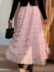 Layered Ruffles Tulle Skirt for Women