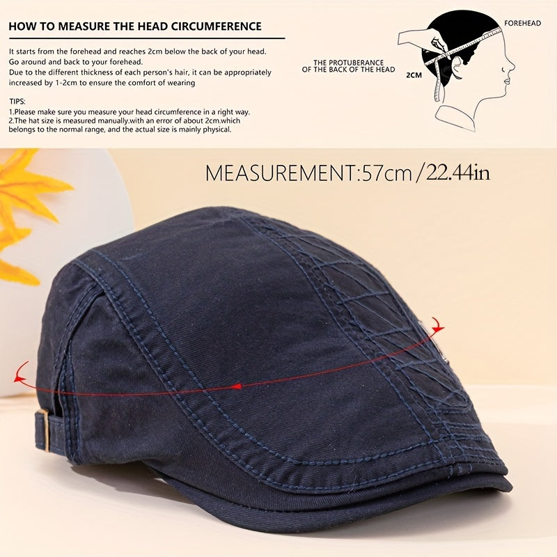 Unisex Beret Washed Cotton Peaked Cap for Spring and Summer