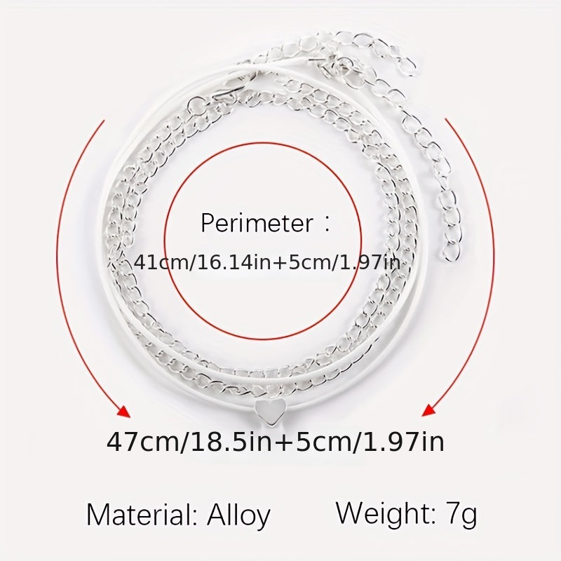 Heart & Double Chain Anklet for Men & Women