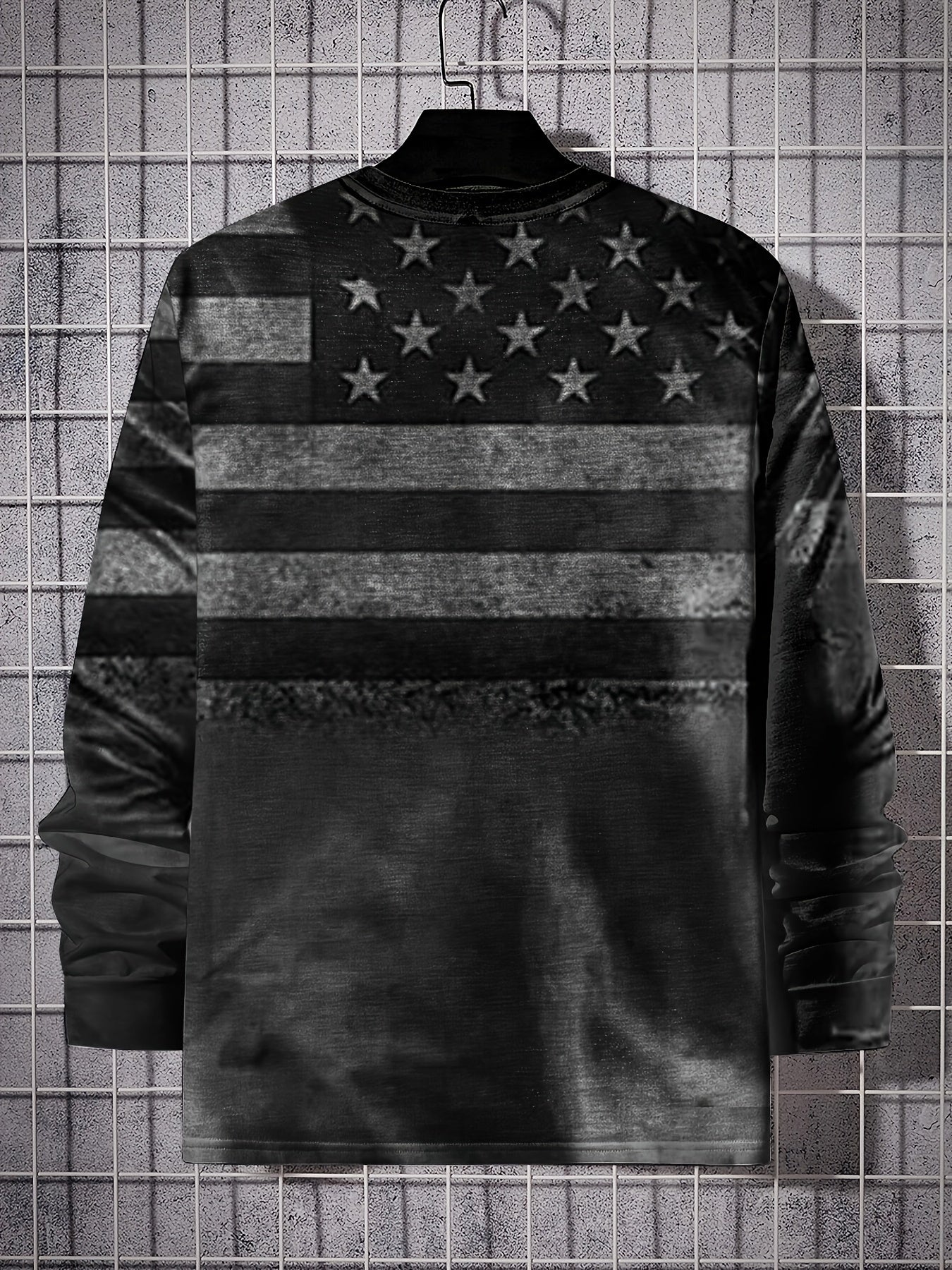 Men's 3D American Flag Long Sleeve T-shirt