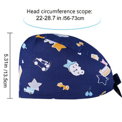 Cartoon Print Cotton Working Cap Adjustable Women Man Unisex Working Hats