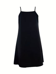 Solid Tucked Dress Casual Spaghetti Strap Dress