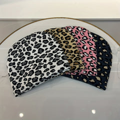 Leopard Jacquard Ear Protection Sport Knit Beanie Hat
