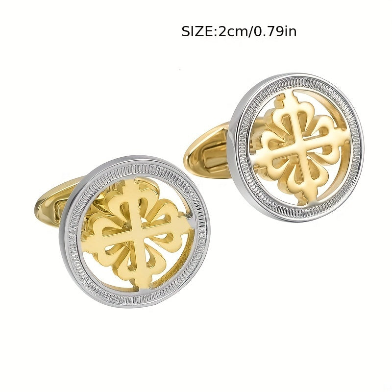 Copper Two Tone Hollow Flower Cufflinks Wedding Suit Accessories