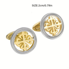 Copper Two Tone Hollow Flower Cufflinks Wedding Suit Accessories