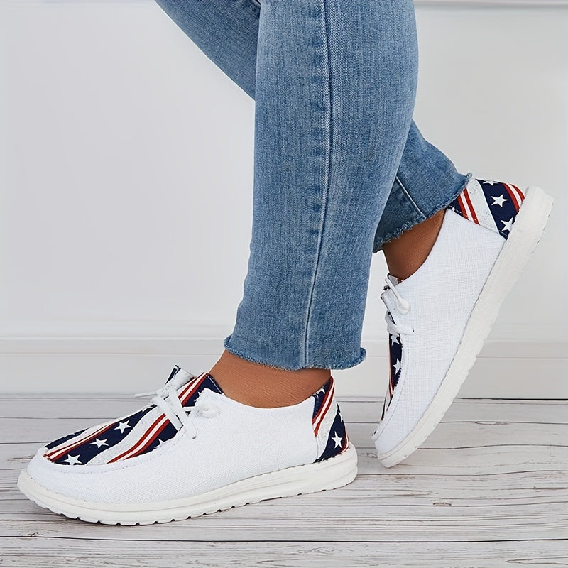 Women's American Flag Canvas Shoes Lightweight Outdoor Flats