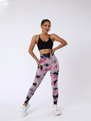 Tie Dye Seamless Sports Leggings High Waist Yoga Elastic Tights