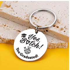 Graduation Tag Keychain Metal Key Ring Purse Bag Backpack Car Charm Gift