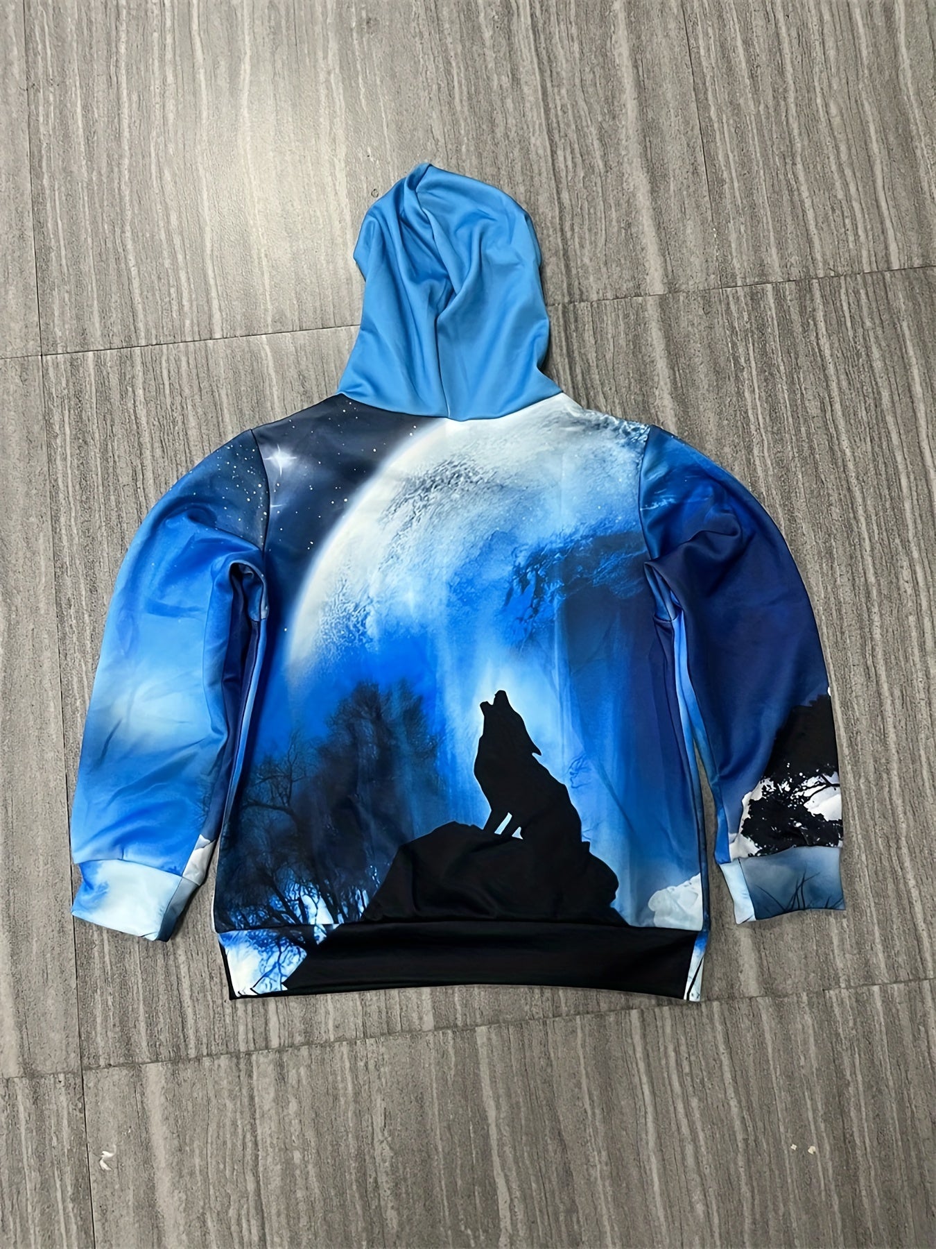 Boy's Wolf & Moon Graphic Hoodie Casual Outdoor 3D Print Sweatshirt