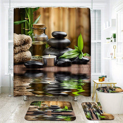 Scented Candle Pattern Shower Curtain Waterproof Fabric Shower Curtain