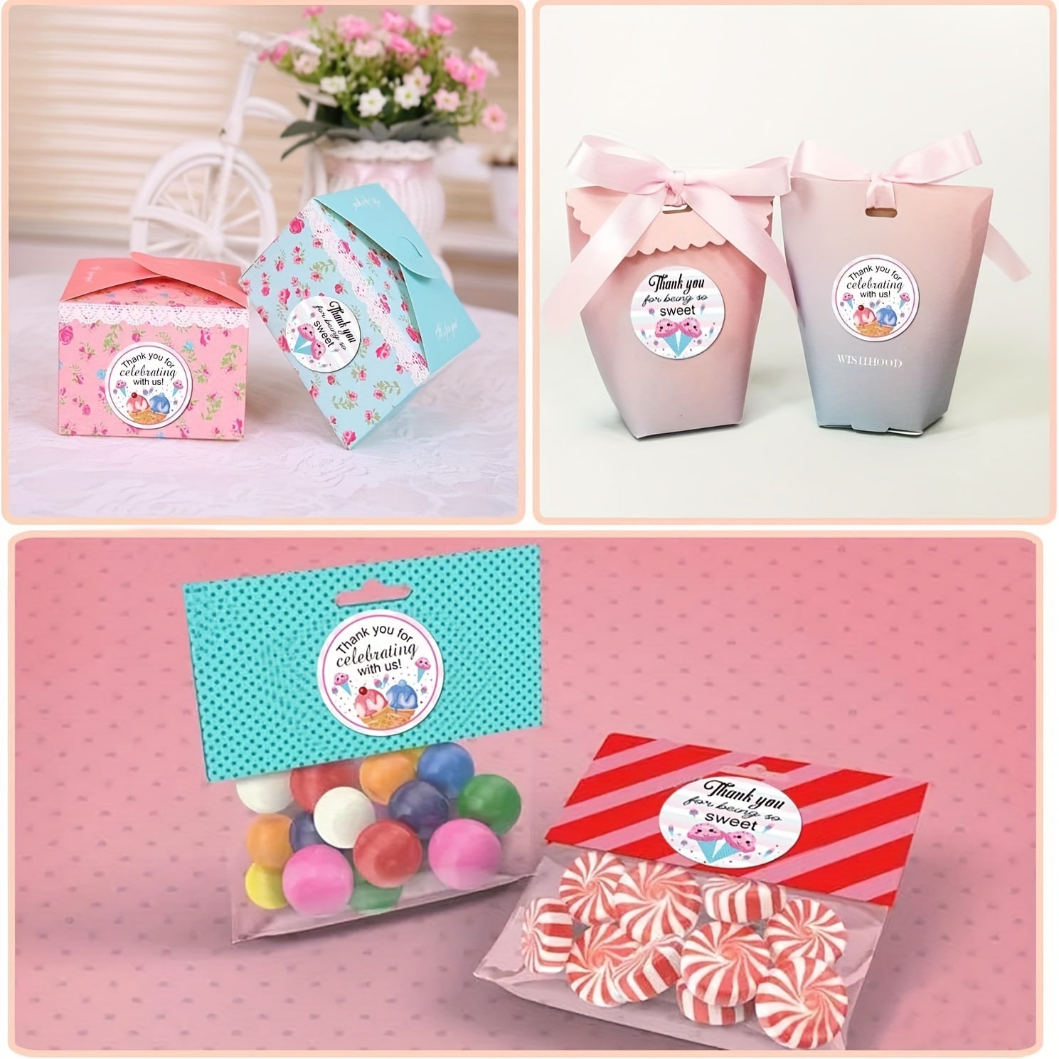 Ice Cream Thank You Stickers 500pcs - Birthday Party Themed Labels