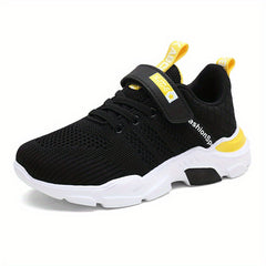 Boys Striped Knit Sneakers with Hook and Loop Fastener