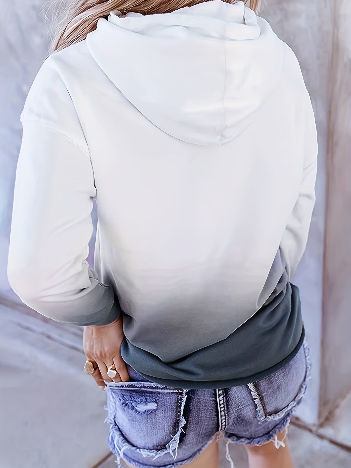 Ombre Kangaroo Pocket Hoodie Long Sleeve Drawstring Hoodies
