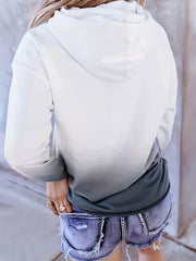 Ombre Kangaroo Pocket Hoodie Long Sleeve Drawstring Hoodies