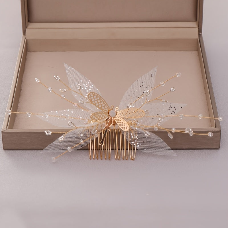 Crystal Dragonfly Hair Comb Pin Band For Women Bride Party Wedding Bridal Hair