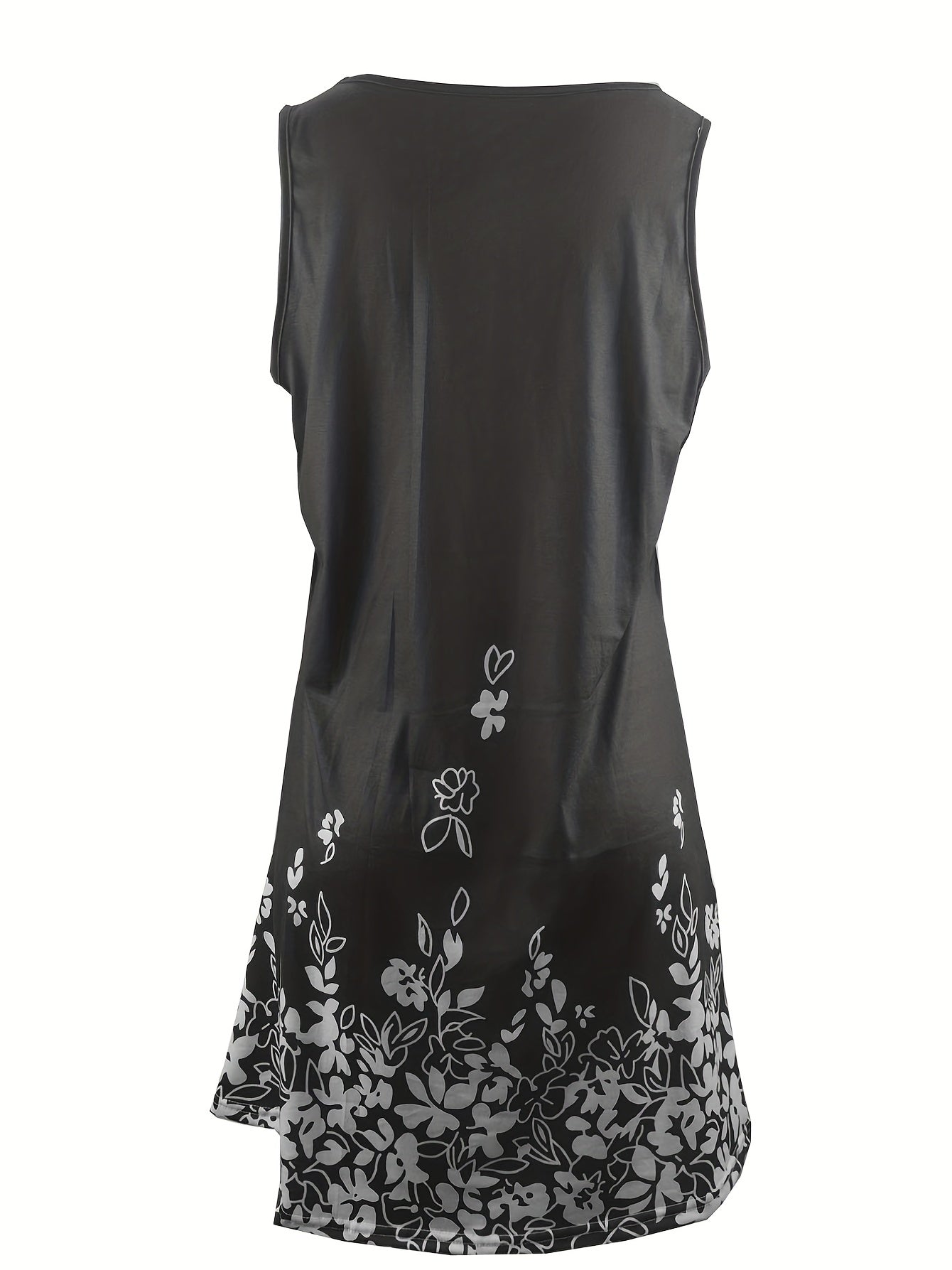 Floral Print Round Neck Cut Out Tank Dress