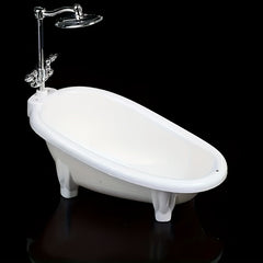 Dollhouse Mini Bathtub with Showerhead for Display and Home Decor