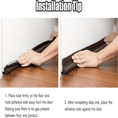 Brown Door Draft Stopper with Self-Adhesive Tape Seal
