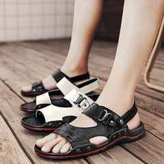 Men's Leather Slide Sandals Non Slip Quick Drying Comfortable