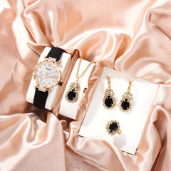 5pcs Love Wings Leather Quartz Watch Set