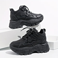 Women's Thick Bottom Sneakers Comfortable Lightweight Lace Up Travel Shoes