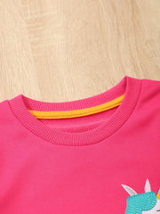 Cartoon Unicorn Long Sleeve Sweatshirt Girls Pullover For Fall