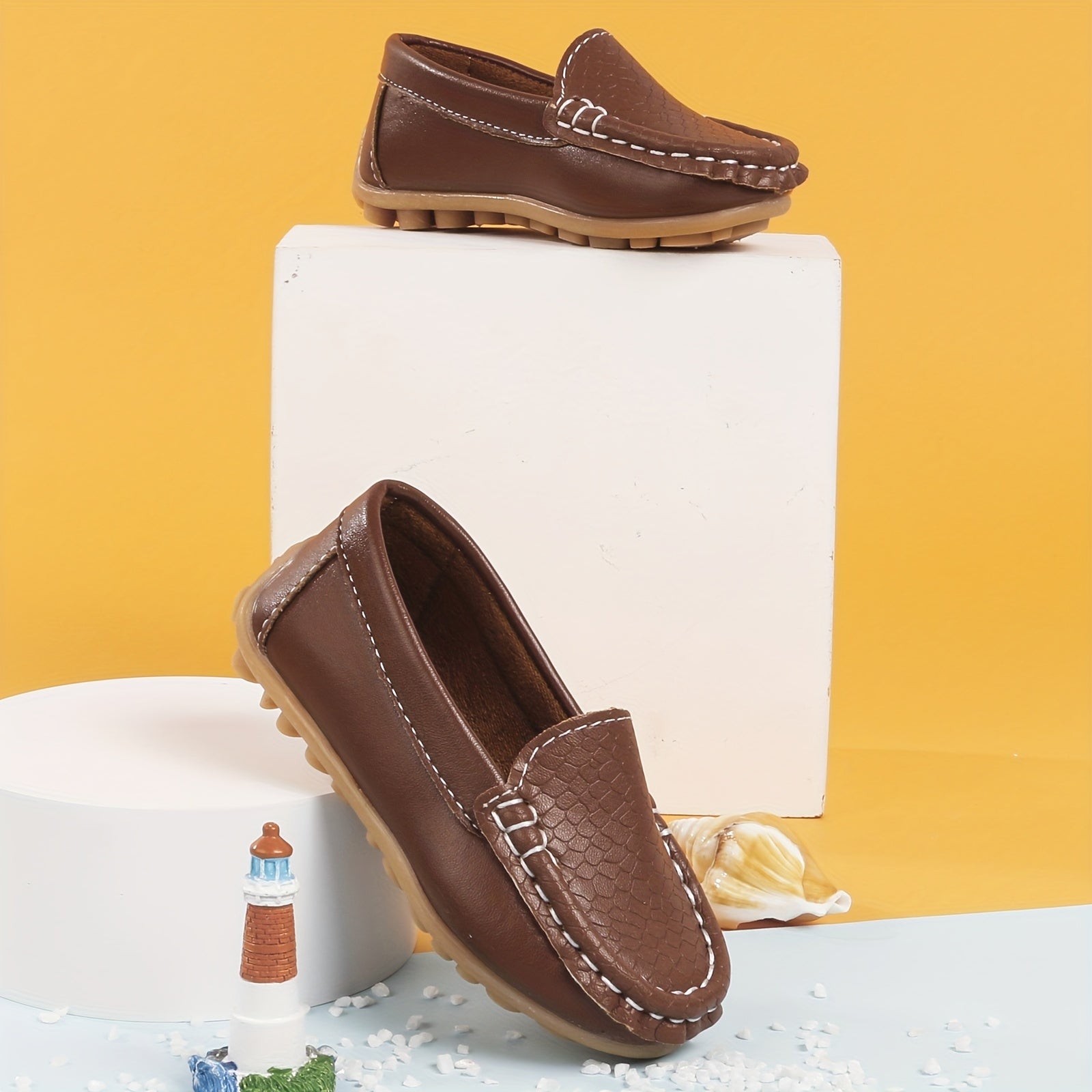 Boys Casual Loafer Shoes Non-slip Stitching Flat Shoes for Toddler