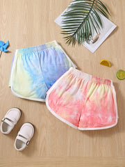 2-Pack Girls' Tie Dye Sports Shorts Yoga Pants Stretch Shorts