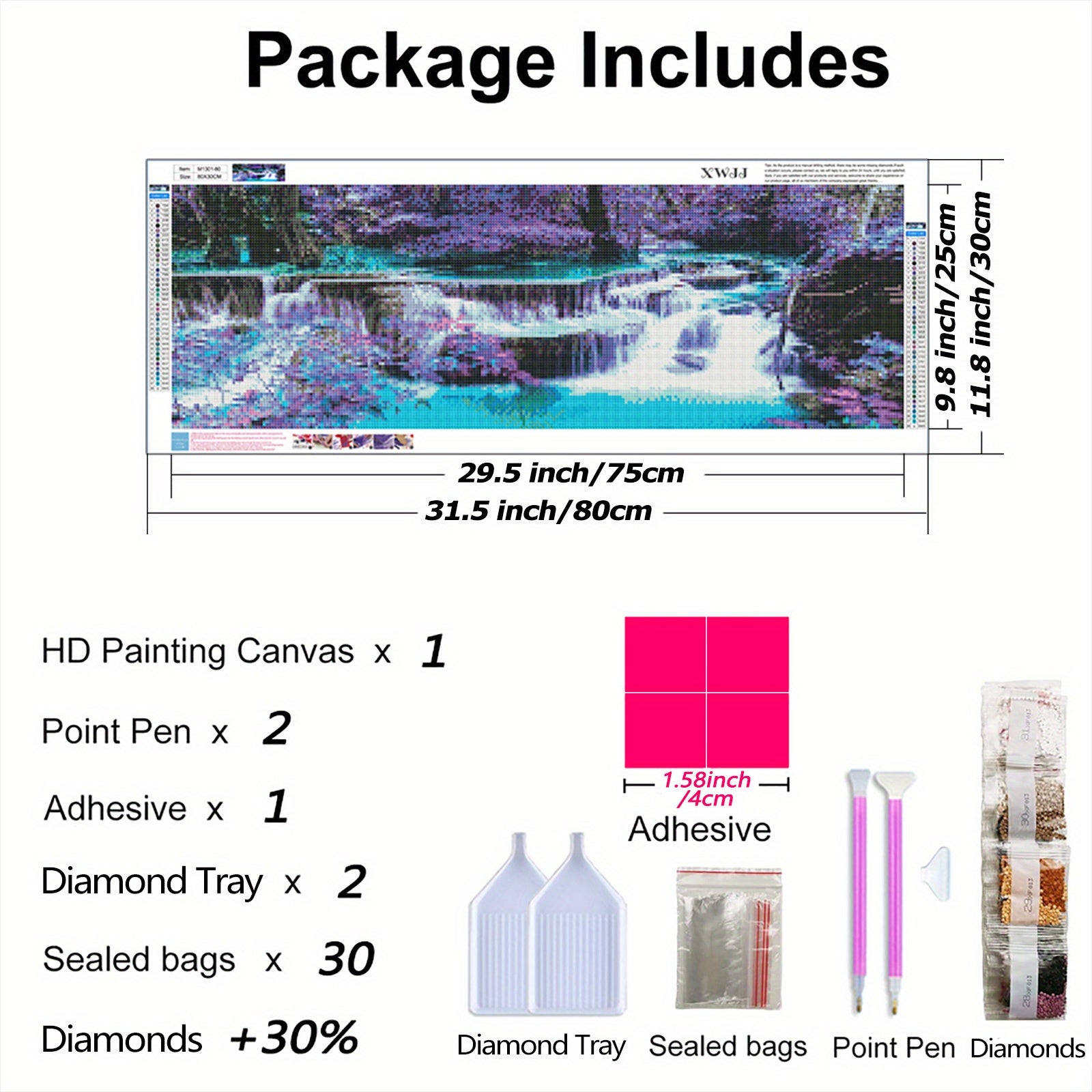 5D Diamond Painting Kit Waterfall Full Round Large Size Diamond Art