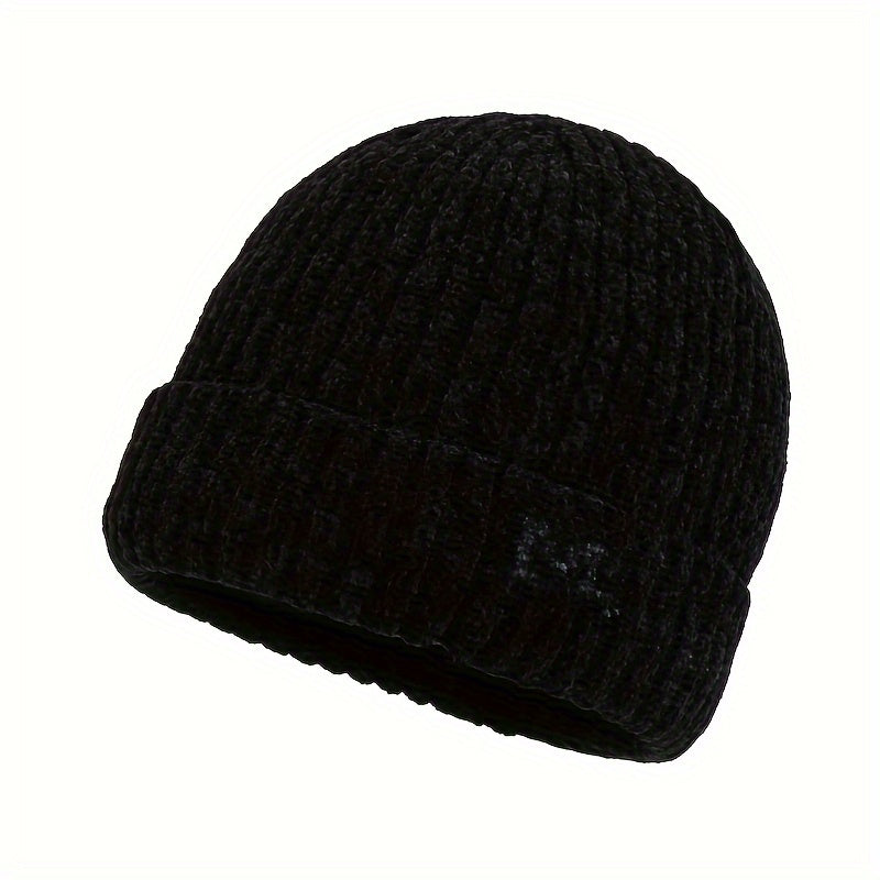 Chenille Velvet Pullover Beanie Winter Hat Windproof Knitted Ski Hat