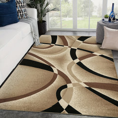 Persian Geometry Beige Abstract Area Carpet Living Room Kitchen Mat