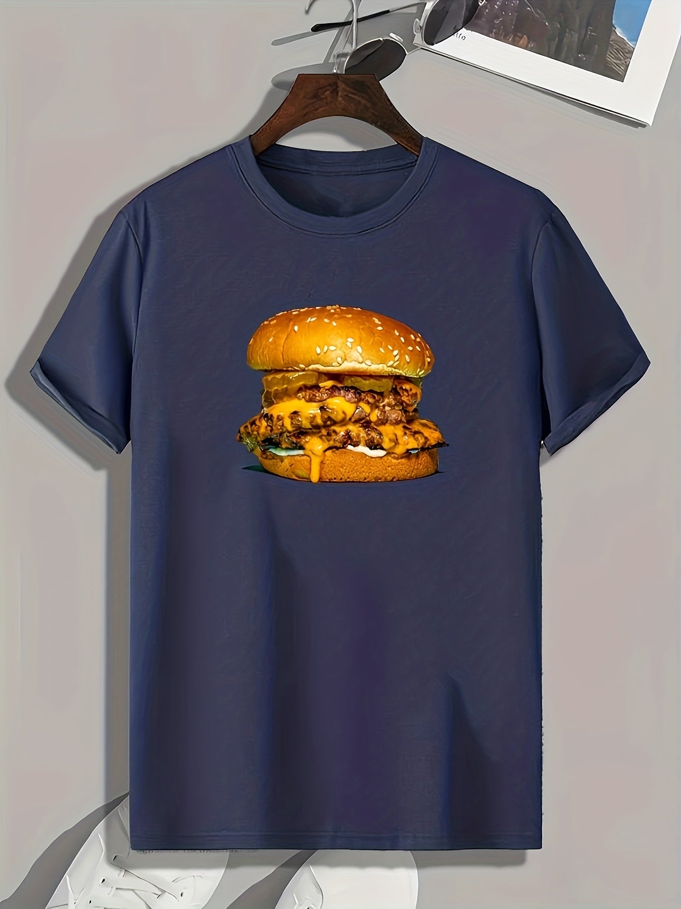 Hamburger Print Men's Graphic T shirt Casual Comfy Tees For Summer