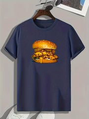 Hamburger Print Men's Graphic T shirt Casual Comfy Tees For Summer