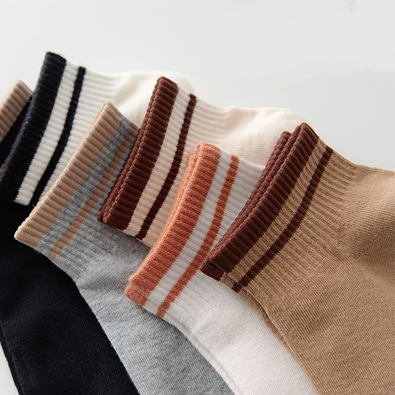 4 Pairs Striped Shorts Socks Pack Women's Stockings