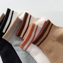 4 Pairs Striped Shorts Socks Pack Women's Stockings