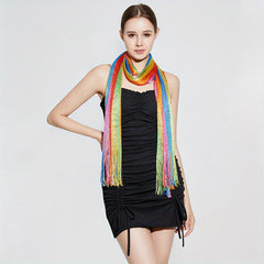Rainbow Sexy Tassel Shawl Sunproof Mesh Scarf