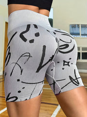 Printed High Waistband Sports Shorts Women's Activewear