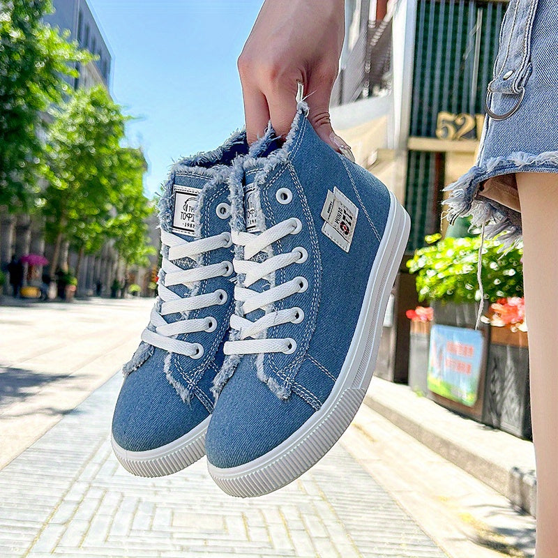 Women's High Top Board Shoes with Letter Patches