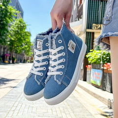 Women's High Top Board Shoes with Letter Patches