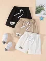 3PCS Boys Letter Print Comfortable Creative Shorts for Summer