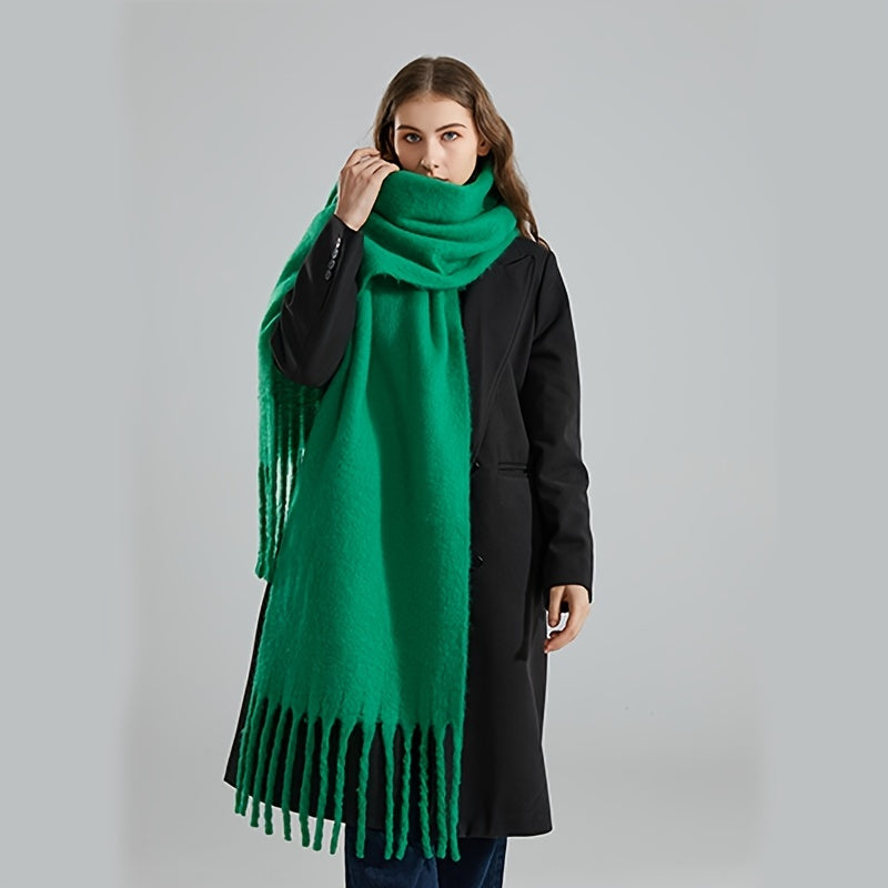 Winter Thick Tassel Scarf Warm Fuzzy Cold Windproof Chunky Scarf