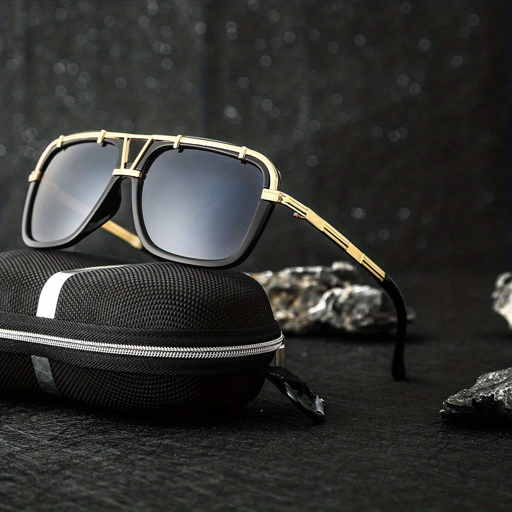 Men's Square Frame Steampunk Sunglasses UV Protection