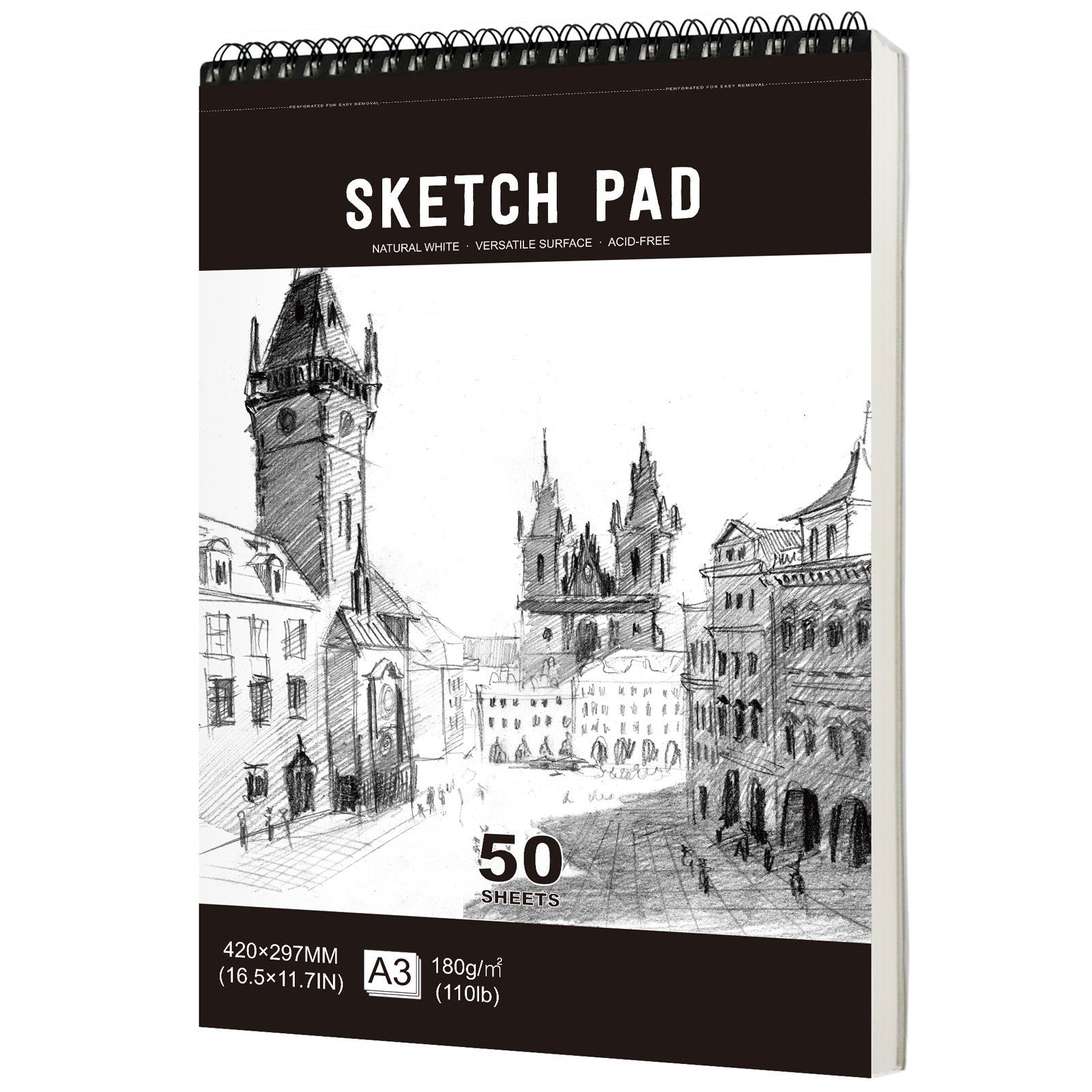 High Sketchbook 180gsm Thick Paper 100 Pages Spiral Bound