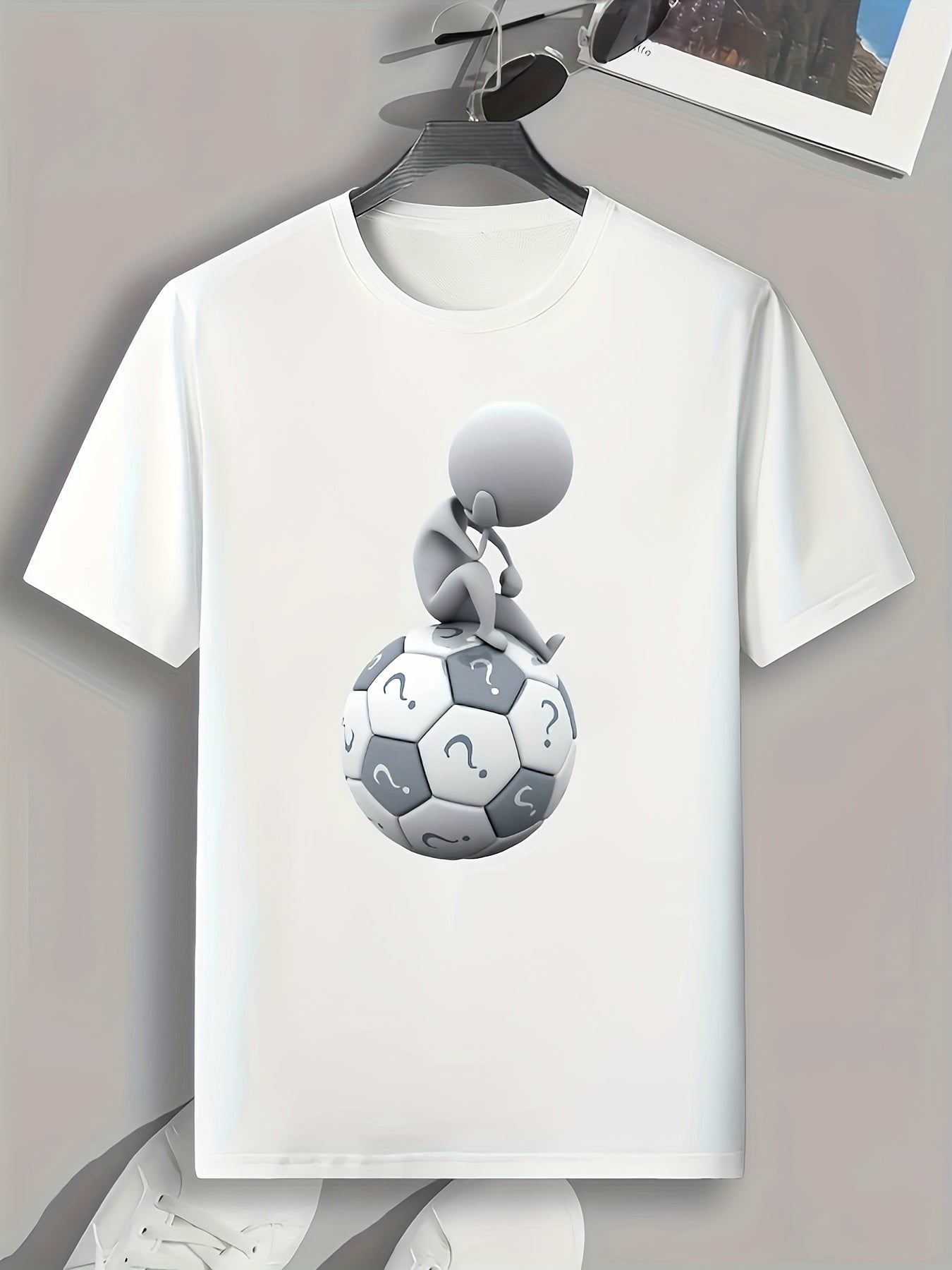 Thinking Pattern Print Men's Comfy Sports T-shirt - Men's Summer Outdoor Clothes